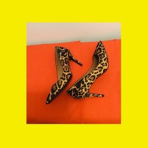 CALVIN KLEIN Leather Leopard Heels NEW